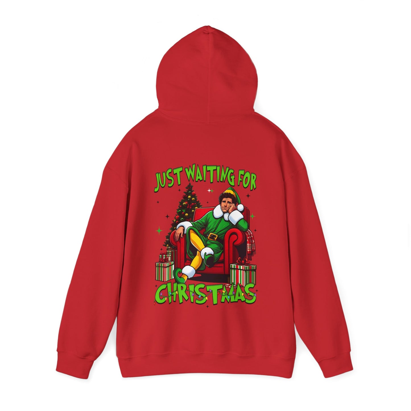 Christmas Vibes Unisex Heavy Blend™ Hooded Sweatshirt - Just Waiting for Christmas Design