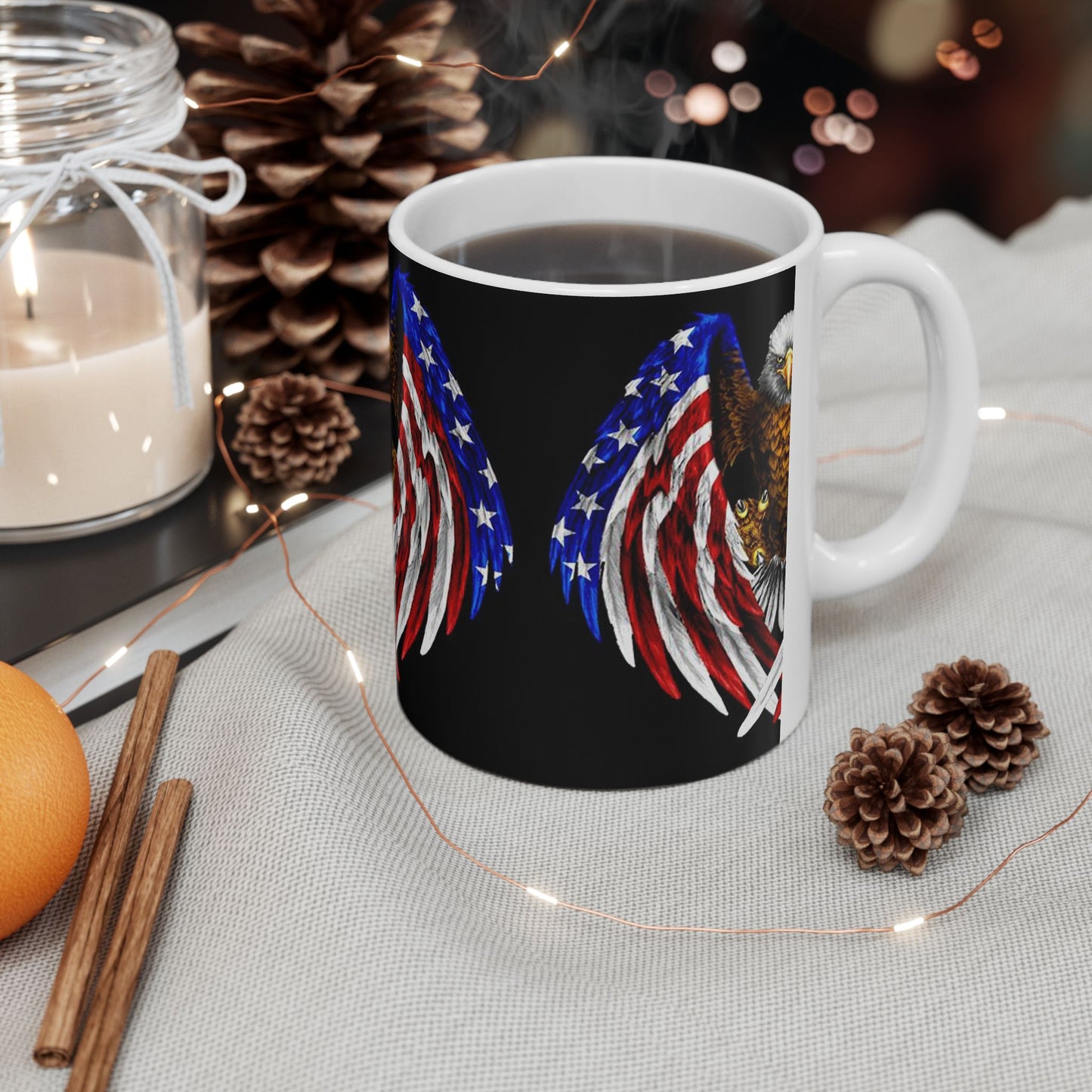 Princess Grace Patriotic Eagle Ceramic Mug, 11oz 15oz, America Pride, Veteran Gift, Fourth of July, Coffee Cup, Collector's Item