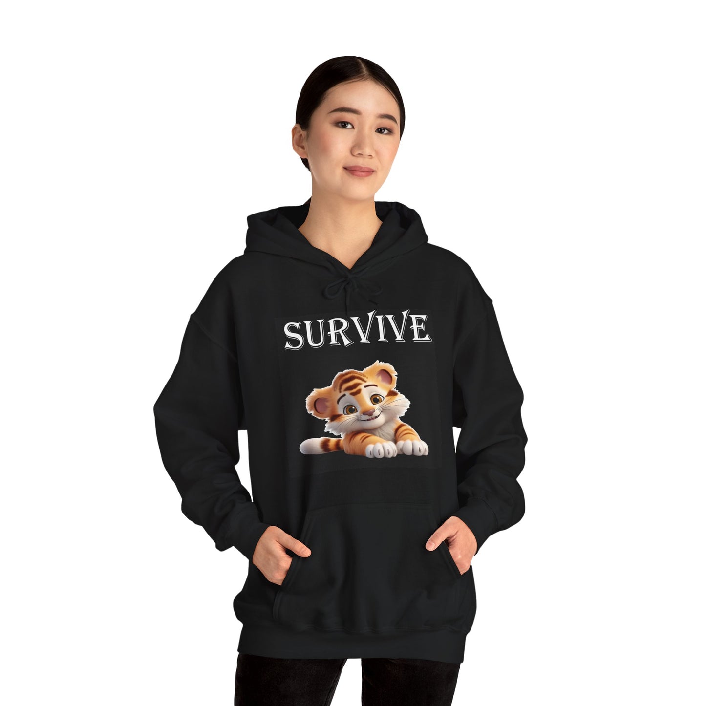 Princess Grace  Survive Tiger Hoodie - Unisex Heavy Blend™ Sweatshirt for Animal Lovers