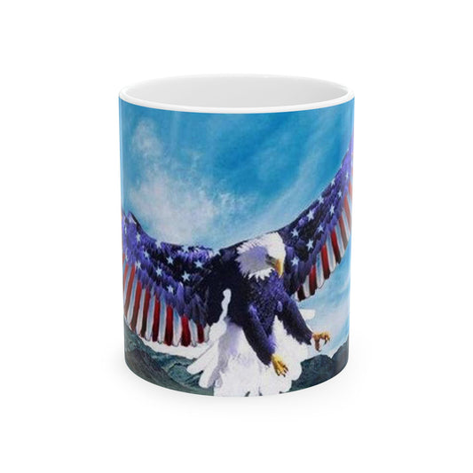 Princess Grace Patriotic Eagle Ceramic Mug, Americana Coffee Cup, Gift for Veterans, Travel Mug, 4th of July, Memorial Day