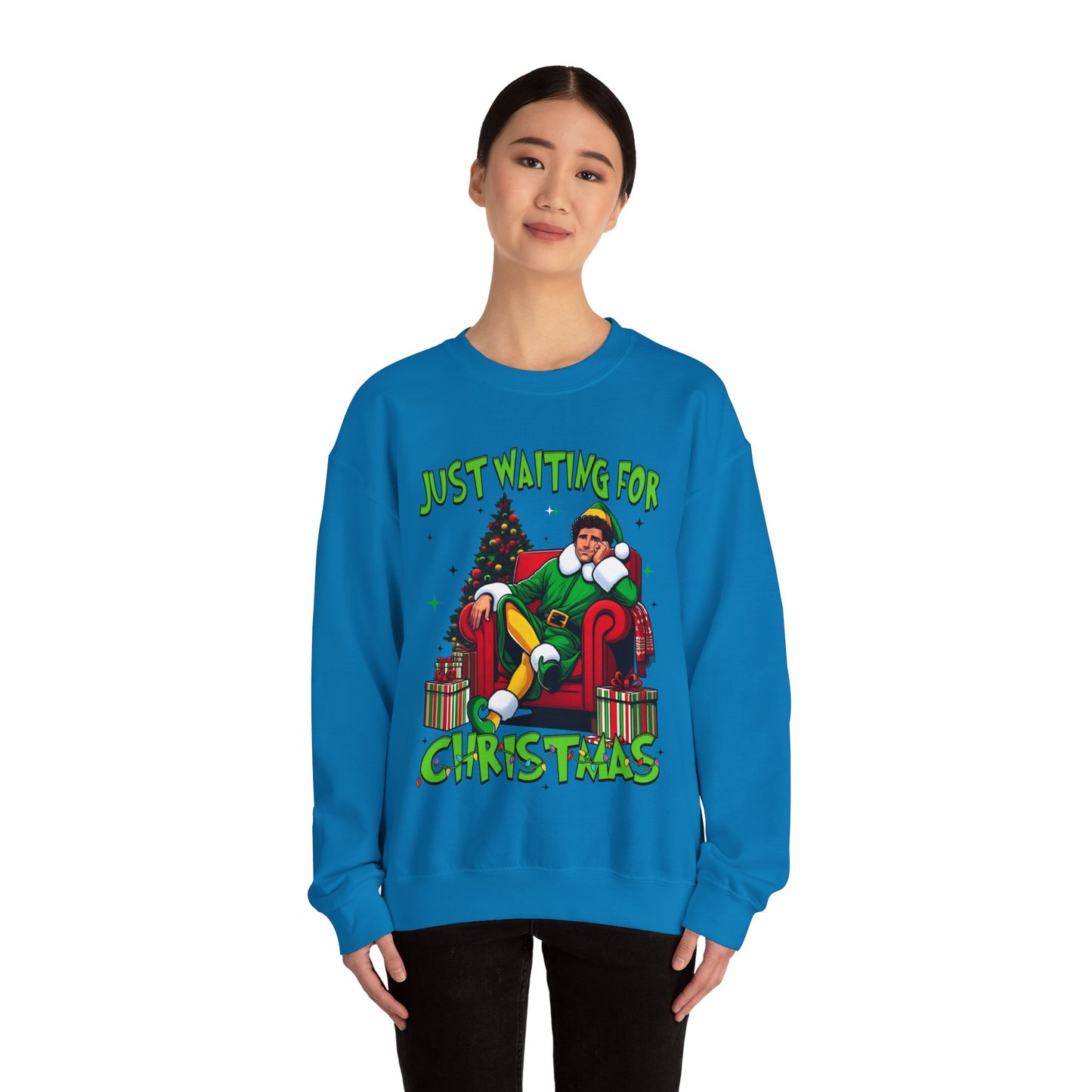 Just Waiting for Christmas Sweatshirt - Unisex Heavy Blend Crewneck for Holiday Cheer