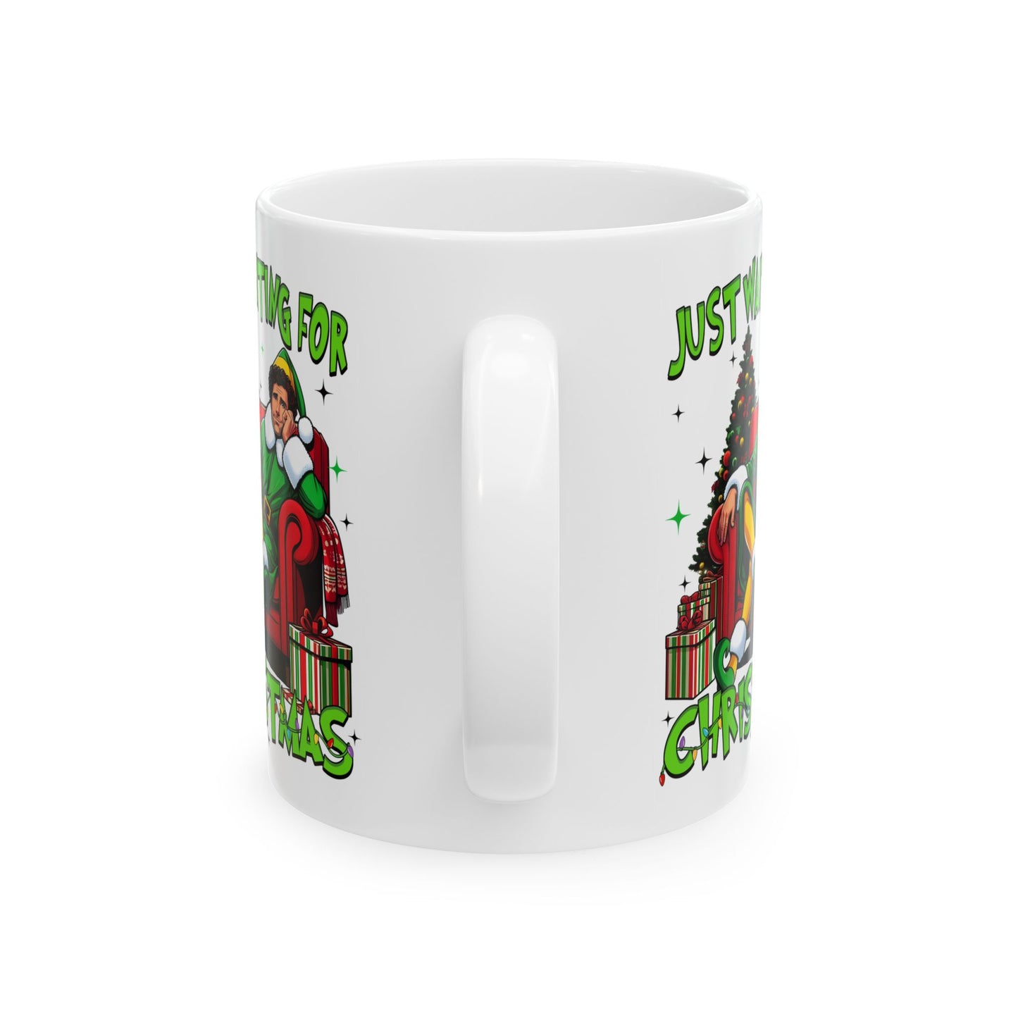 Princess Grace Funny Christmas Ceramic Mug - 'Just Waiting for Christmas'