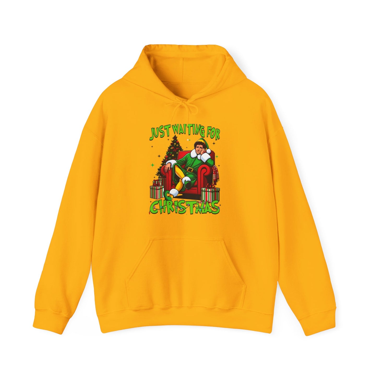 Christmas Vibes Unisex Heavy Blend™ Hooded Sweatshirt - Just Waiting for Christmas Design