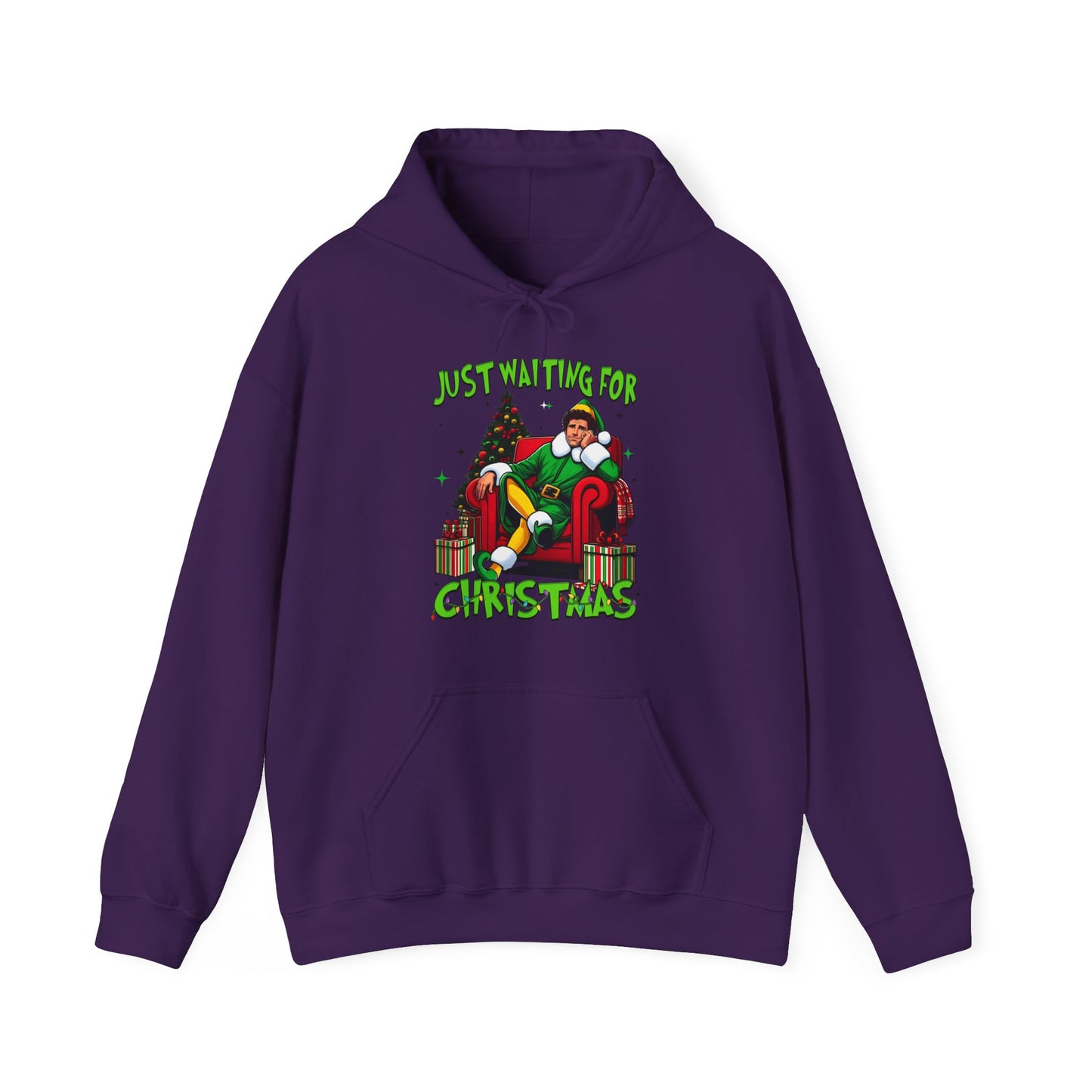 Christmas Vibes Unisex Heavy Blend™ Hooded Sweatshirt - Just Waiting for Christmas Design