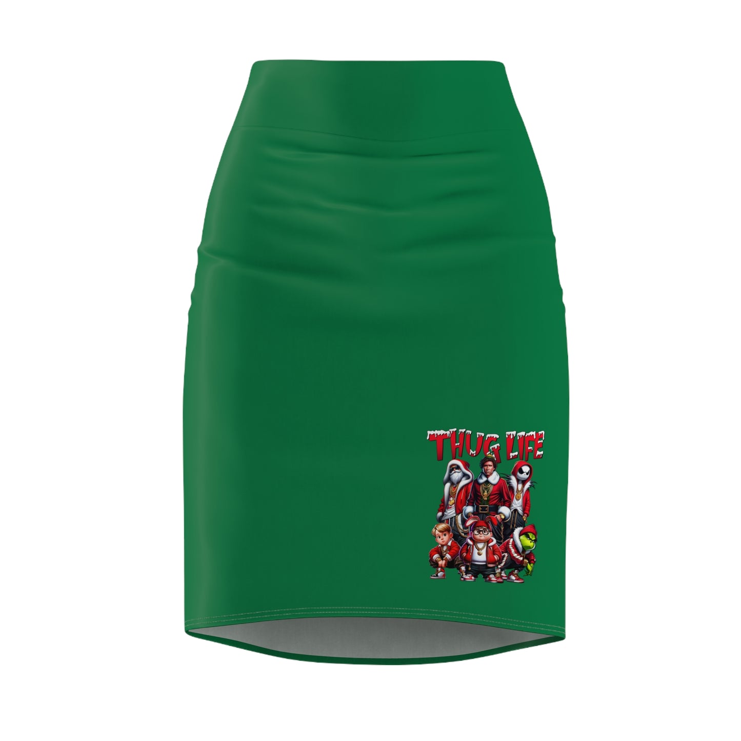 Thug Life Women's Pencil Skirt - Stylish Green Skirt for Bold Fashion Statements